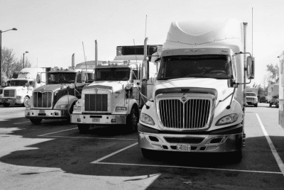 Fleet of trucks representing scaled insurance needs for growing transport businesses